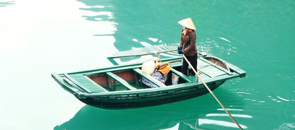 Người phụ nữ Việt Nam chèo thuyền ở làng chài - Sputnik Việt Nam