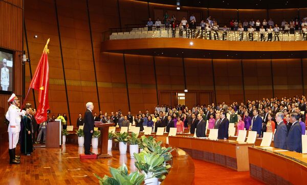 Quang cảnh Lễ tuyên thệ nhậm chức Chủ tịch nước Cộng hòa xã hội chủ nghĩa Việt Nam nhiệm kỳ 2016 - 2021 của Tổng Bí thư, Chủ tịch nước Nguyễn Phú Trọng.  - Sputnik Việt Nam