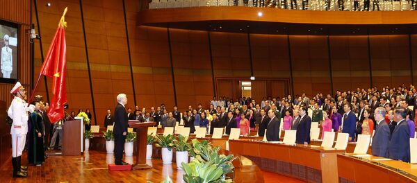 Quang cảnh Lễ tuyên thệ nhậm chức Chủ tịch nước Cộng hòa xã hội chủ nghĩa Việt Nam nhiệm kỳ 2016 - 2021 của Tổng Bí thư, Chủ tịch nước Nguyễn Phú Trọng. - Sputnik Việt Nam