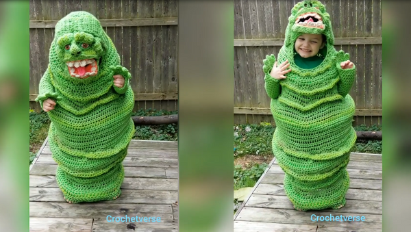 Crochet Queen: Mother Crafts Unique Slimer ‘Ghostbusters’ Costume for Son - Sputnik Việt Nam