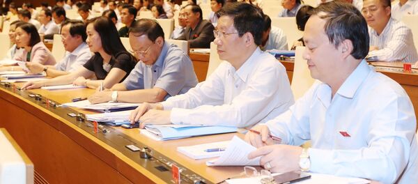 Đại biểu Quốc hội biểu quyết thông qua Nghị quyết xác nhận kết quả lấy phiếu tín nhiệm đối với những người giữ chức vụ do Quốc hội bầu hoặc phê chuẩn. - Sputnik Việt Nam