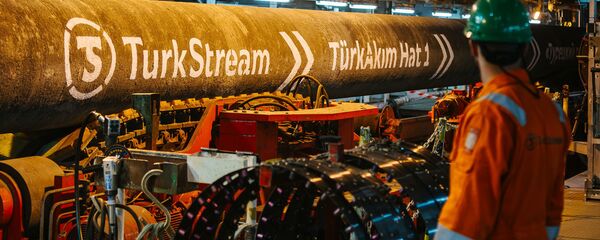 Символический стык, олицетворяющий завершение морской укладки первой нитки в Черном море - Sputnik Việt Nam