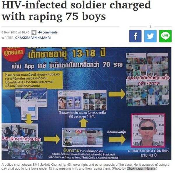 Jakkrit Khomsing được cho là dùng một ứng dụng hẹn hò để lừa các thanh thiếu niên dưới 15 tuổi - Sputnik Việt Nam