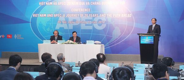 Thứ trưởng Thường trực Bộ Ngoại giao Bùi Thanh Sơn phát biểu khai mạc hội nghị. - Sputnik Việt Nam