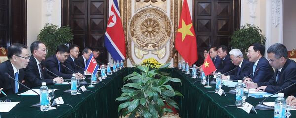 Phó Thủ tướng, Bộ trưởng Bộ Ngoại giao Phạm Bình Minh hội đàm với Bộ trưởng Bộ Ngoại giao Triều Tiên Ri Yong Ho. Phó Thủ tướng, Bộ trưởng Bộ Ngoại giao Phạm Bình Minh hội đàm với Bộ trưởng Bộ Ngoại giao Triều Tiên Ri Yong Ho. - Sputnik Việt Nam