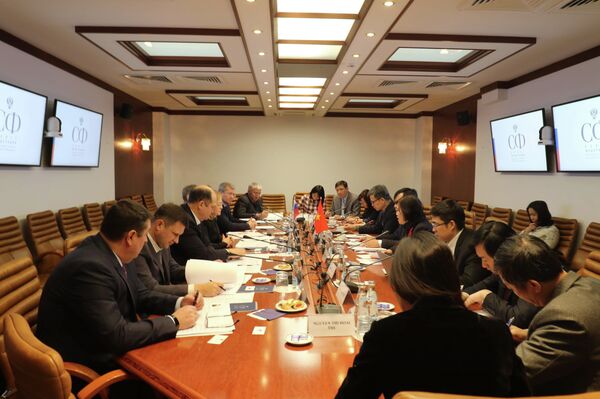 Quang cảnh làm việc của Đoàn tại Hội đồng Liên bang (LB Nga).  - Sputnik Việt Nam