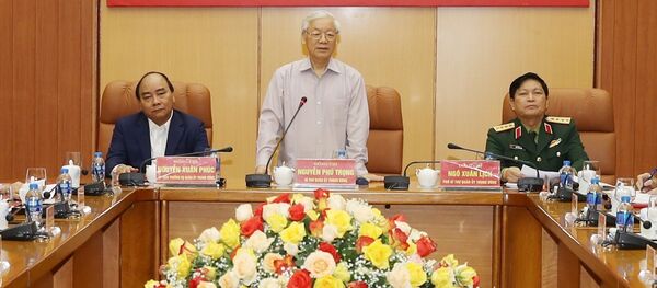 Tổng Bí thư, Chủ tịch nước Nguyễn Phú Trọng, Bí thư Quân ủy Trung ương phát biểu khai mạc Hội nghị. - Sputnik Việt Nam