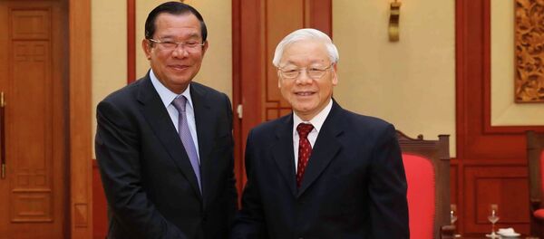 Chiều 7/12/2018, tại Văn phòng Trung ương Đảng, Tổng Bí thư, Chủ tịch nước Nguyễn Phú Trọng tiếp Thủ tướng Vương quốc Campuchia Samdech Hun Sen đang thăm chính thức Việt Nam. - Sputnik Việt Nam