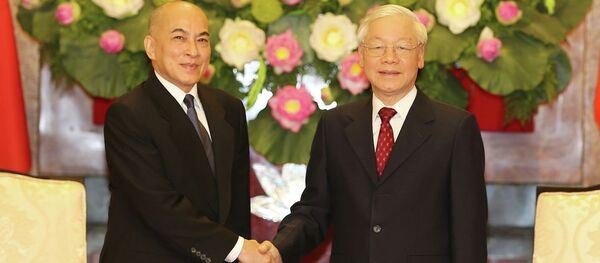 Chiều 19/12/2018, tại Phủ Chủ tịch , Tổng Bí thư , Chủ tịch nước Nguyễn Phú Trọng hội kiến Quốc vương Campuchia Norodom Sihamoni. - Sputnik Việt Nam