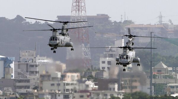 Máy bay trực thăng Mỹ CH-46 tại căn cứ Futenma, Nhật Bản. - Sputnik Việt Nam