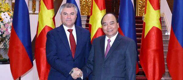 Sáng 24/12/2018, tại Trụ sở Chính phủ, Thủ tướng Nguyễn Xuân Phúc tiếp Ngài Vyacheslav Viktorovich Volodin, Chủ tịch Duma Quốc gia Nga đang thăm chính thức Việt Nam. - Sputnik Việt Nam