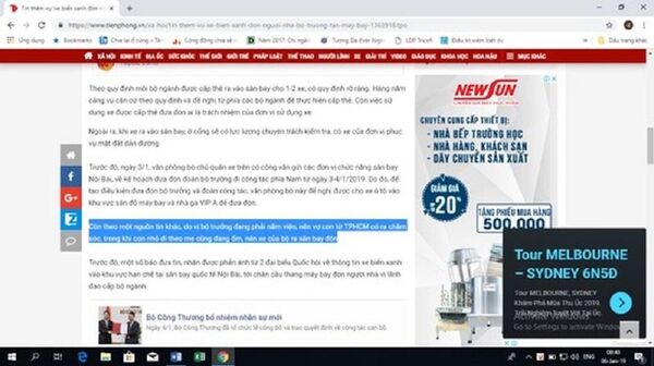 Ảnh chụp màn hình báo Tienphong.vn ngày 6/1/2019 - Sputnik Việt Nam