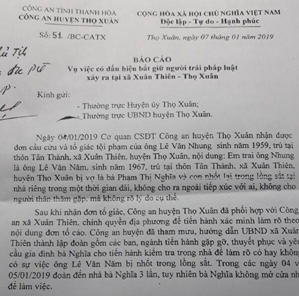  Công văn báo cáo vụ việc của Công an huyện gửi Thường trực Huyện ủy, UBND huyện Thọ Xuân. - Sputnik Việt Nam
