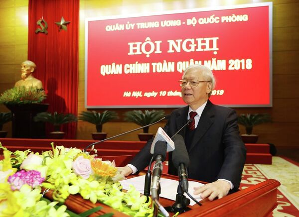 Tổng Bí thư, Chủ tịch nước Nguyễn Phú Trọng, Bí thư Quân ủy Trung ương phát biểu chỉ đạo Hội nghị. Tổng Bí thư, Chủ tịch nước Nguyễn Phú Trọng, Bí thư Quân ủy Trung ương phát biểu chỉ đạo Hội nghị. - Sputnik Việt Nam