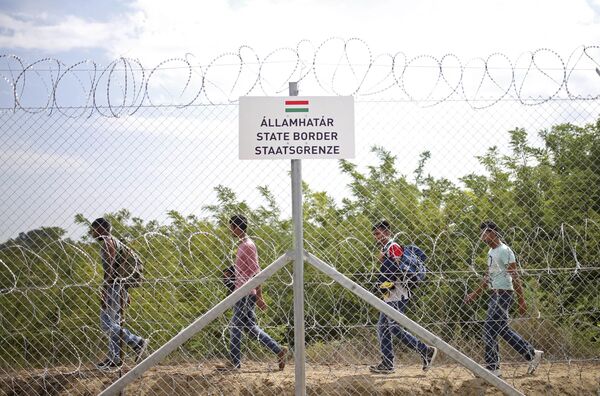 Người tị nạn trên biên giới Hungary-Serbia. - Sputnik Việt Nam