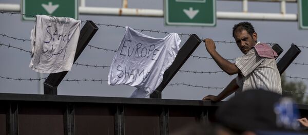 Người tị nạn trên biên giới Hungary-Serbia. Người tị nạn trên biên giới Hungary-Serbia. - Sputnik Việt Nam