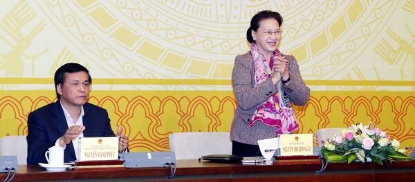 Chủ tịch Quốc hội Nguyễn Thị Kim Ngân phát biểu tại buổi gặp. - Sputnik Việt Nam