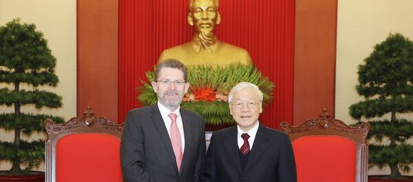 Tổng Bí thư, Chủ tịch nước Nguyễn Phú Trọng tiếp Chủ tịch Thượng viện Australia Scott Ryan. - Sputnik Việt Nam