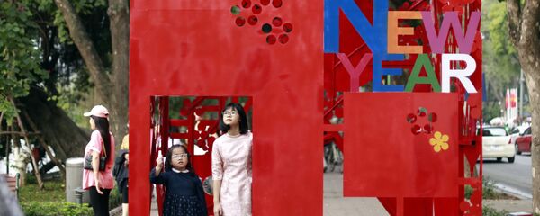 Trẻ em chụp ảnh trước tượng Năm Kỷ Hợi tại Việt Nam Trẻ em chụp ảnh trước tượng Năm Kỷ Hợi tại Việt Nam - Sputnik Việt Nam