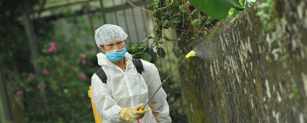 Cán bộ thú y xã Gia Phương huyện Gia Viễn phun thuốc sát trùng phòng dịch tại các hộ chăn nuôi lợn và đường làng ngõ xóm. Cán bộ thú y xã Gia Phương huyện Gia Viễn phun thuốc sát trùng phòng dịch tại các hộ chăn nuôi lợn và đường làng ngõ xóm. - Sputnik Việt Nam