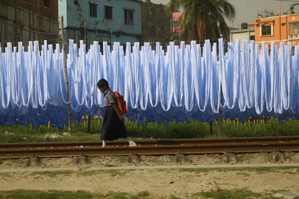Nữ sinh đi trên đường ray ở Narayanganj, Bangladesh Nữ sinh đi trên đường ray ở Narayanganj, Bangladesh - Sputnik Việt Nam
