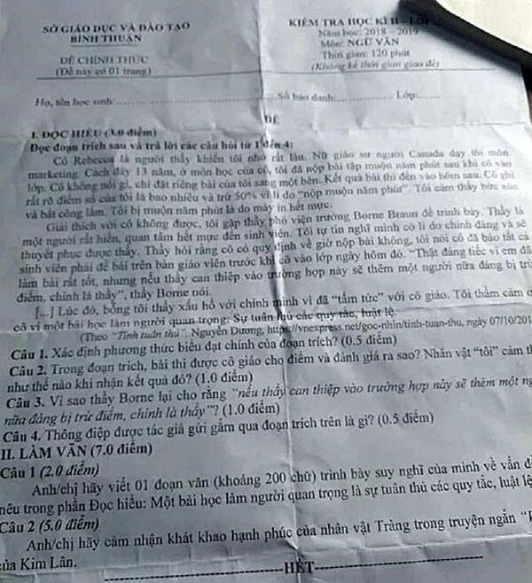 Lộ đề, 28 trường trung học phổ thông tỉnh Bình Thuận phải hoãn thi - Sputnik Việt Nam