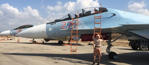Cụm máy bay chiến đấu Nga tại sân bay Hmeymim, Syria - Sputnik Việt Nam