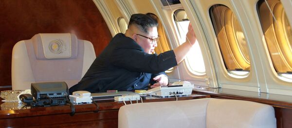 Nhà lãnh đạo CHDCND Kim Jong-un trên chuyên cơ trước khi rời Bắc Kinh - Sputnik Việt Nam