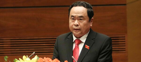 Chủ tịch Ủy ban Trung ương Mặt trận Tổ quốc Việt Nam Trần Thanh Mẫn trình bày Báo cáo tổng hợp ý kiến, kiến nghị của cử tri và nhân dân cả nước gửi đến kỳ họp thứ 7 Quốc hội khóa XIV. - Sputnik Việt Nam