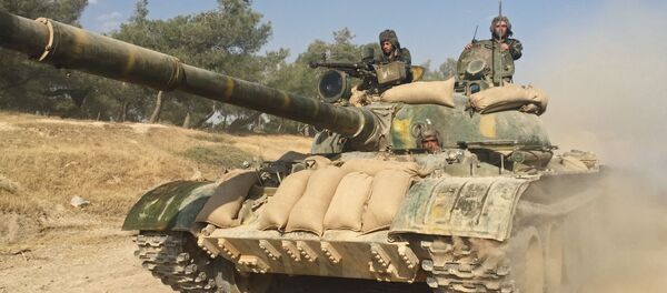 Các chiến sĩ xe tăng của quân đội Syria ở tỉnh Hama - Sputnik Việt Nam