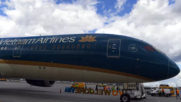Máy bay của hãng Vietnam Airlines tại sân bay quốc tế “Sheremetyevo”