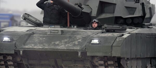 Танк Т-14 Армата во время репетиции парада Победы на полигоне в подмосковном Алабино - Sputnik Việt Nam