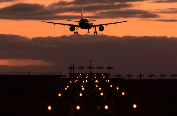 Máy bay Airbus A320 hãng Aeroflot hạ cánh tại sân bay quốc tế Sheremetyevo, 2014 - Sputnik Việt Nam