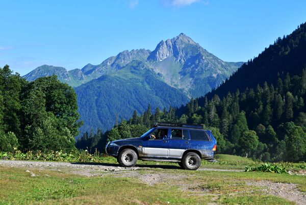 Xe ô tô trong công viên quốc gia Ritsa ở Abkhazia - Sputnik Việt Nam