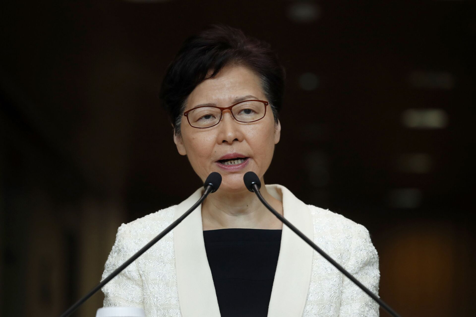 Trưởng Đặc khu Hồng Kông Carrie Lam tại một cuộc họp báo - Sputnik Việt Nam, 1920, 22.04.2022