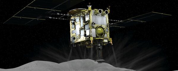Đồ họa máy tính mô tả chiếc ô Hayabusa-2 trên tiểu hành tinh Ryugu - Sputnik Việt Nam