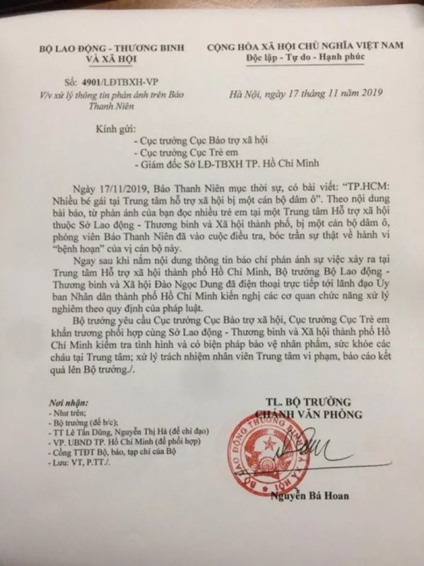 Vụ dâm ô ở Trung tâm Hỗ trợ xã hội: Bộ trưởng Bộ LĐ-TB&XH yêu cầu xử nghiêm vụ việc Vụ dâm ô ở Trung tâm Hỗ trợ xã hội: Bộ trưởng Bộ LĐ-TB&XH yêu cầu xử nghiêm vụ việc - Sputnik Việt Nam