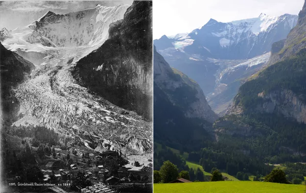 Sông băng Grindelwald Hạ năm 1849 và năm 2019, Thụy Sĩ Sông băng Grindelwald Hạ năm 1849 và năm 2019, Thụy Sĩ - Sputnik Việt Nam