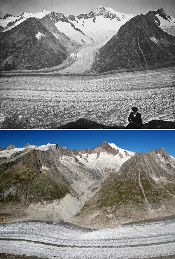 Sông băng Aletsch giai đoạn 1860-1877 và năm 2019, Thụy Sĩ Sông băng Aletsch giai đoạn 1860-1877 và năm 2019, Thụy Sĩ - Sputnik Việt Nam
