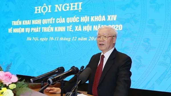 Tổng Bí thư, Chủ tịch nước Nguyễn Phú Trọng phát biểu tại Hội nghị.  - Sputnik Việt Nam