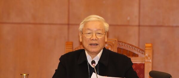 Tổng Bí thư, Chủ tịch nước Nguyễn Phú Trọng, Trưởng Tiểu ban Văn kiện Đại hội XIII của Đảng phát biểu kết luận cuộc họp. - Sputnik Việt Nam