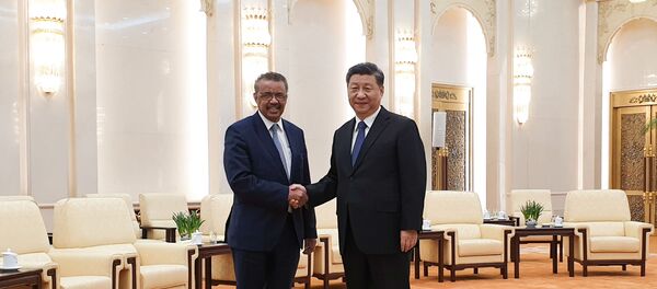 Chủ tịch Trung Quốc Tập Cận Bình và Tổng giám đốc Tổ Chức Y Tế Thế Giới Tedros Adhanom Ghebreyesus - Sputnik Việt Nam