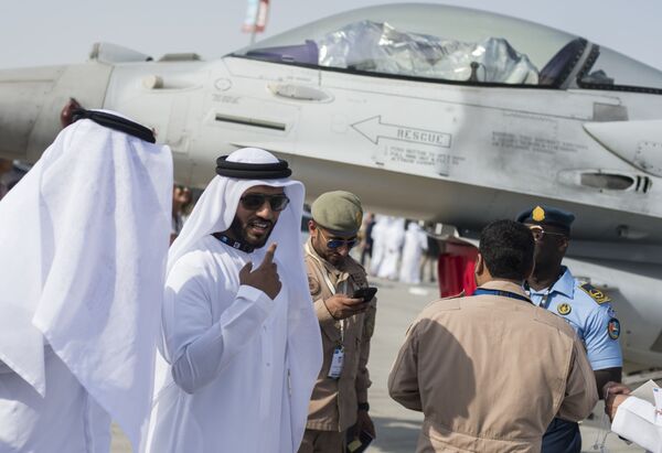 Du khách tại triển lãm hàng không vũ trụ quốc tế Dubai Airshow-2015 - Sputnik Việt Nam