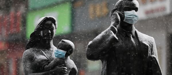 Bức tượng đeo khẩu trang ở Vũ Hán, Trung Quốc Bức tượng đeo khẩu trang ở Vũ Hán, Trung Quốc - Sputnik Việt Nam