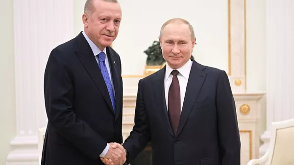 Cuộc gặp giữa tổng thống Nga Vladimir Putin và tổng thống Thổ Nhĩ Kỳ Tayyip Erdogan tại Matxcơva  - Sputnik Việt Nam