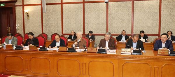 Tổng Bí thư, Chủ tịch nước Nguyễn Phú Trọng phát biểu kết luận cuộc họp. Tổng Bí thư, Chủ tịch nước Nguyễn Phú Trọng phát biểu kết luận cuộc họp. - Sputnik Việt Nam