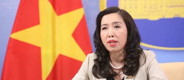 Người Phát ngôn Bộ Ngoại giao Việt Nam Lê Thị Thu Hằng chủ trì họp báo. Người Phát ngôn Bộ Ngoại giao Việt Nam Lê Thị Thu Hằng chủ trì họp báo. - Sputnik Việt Nam