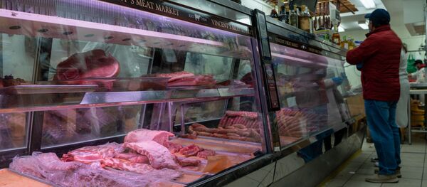 Cửa hàng bán thịt ở khu vực Bronx, New York. Cửa hàng bán thịt ở khu vực Bronx, New York. - Sputnik Việt Nam