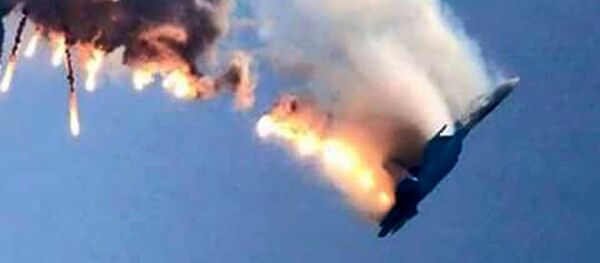 Máy bay Su-24 của Nga rơi trên biên giới Syria-Thổ Nhĩ Kỳ bốc cháy - Sputnik Việt Nam