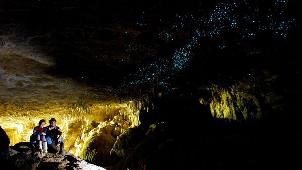 Hang Waitomo, New Zealand. Trên các bức tường hang là hài cốt hóa đá của các sinh vật biển cổ đại, trước đây đã từng có đại dương chảy qua - Sputnik Việt Nam